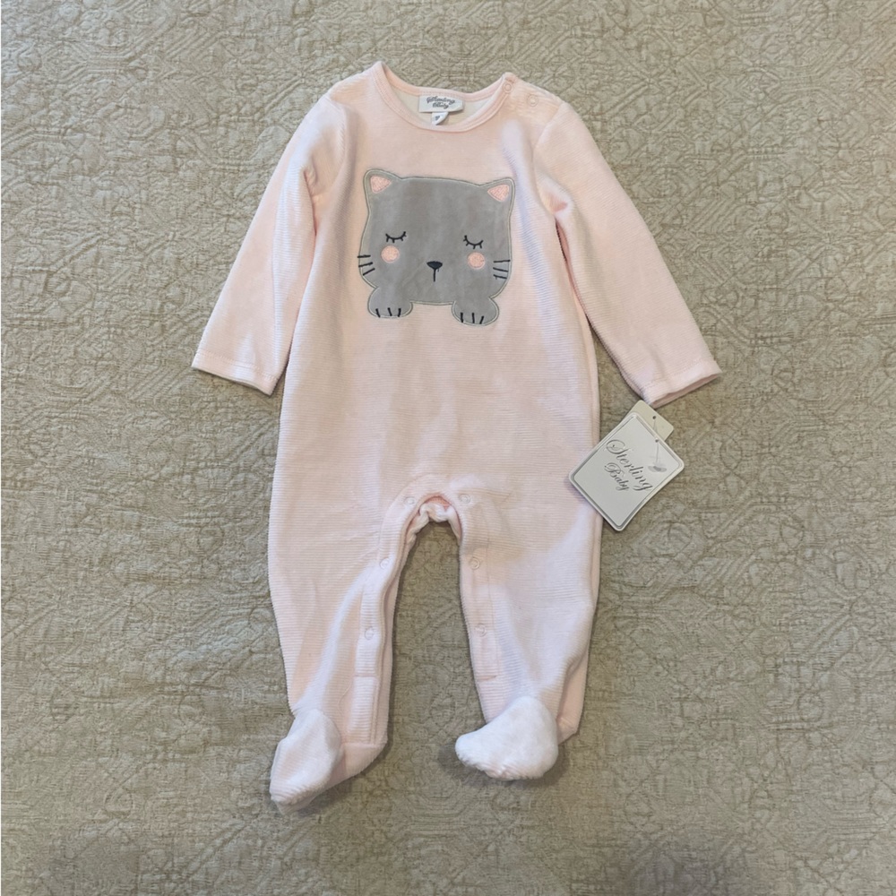 NWT pink baby zip up pajamas